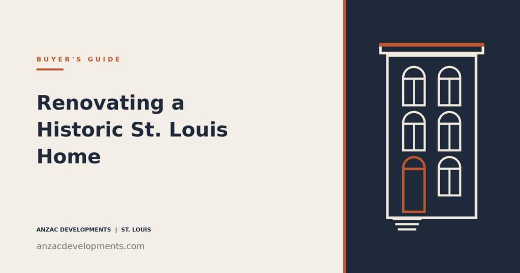 Illustration of a historic St. Louis brick home being renovated